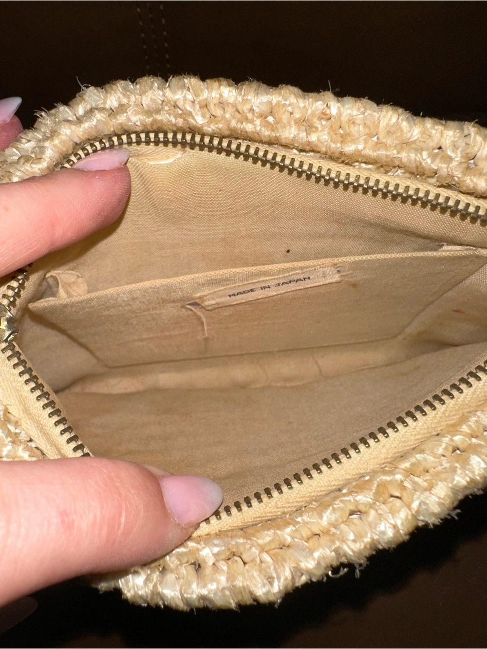 Vintage Cream Woven Beaded Raffia Wristlet Clutch - Picture 9 of 11